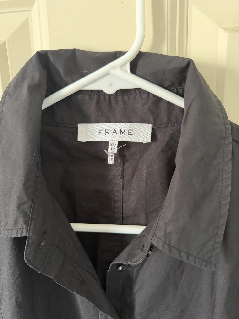 FRAME Seam Detail 100% Organic Cotton Shirtdress, Black, Size XS - Picture 4 of 12